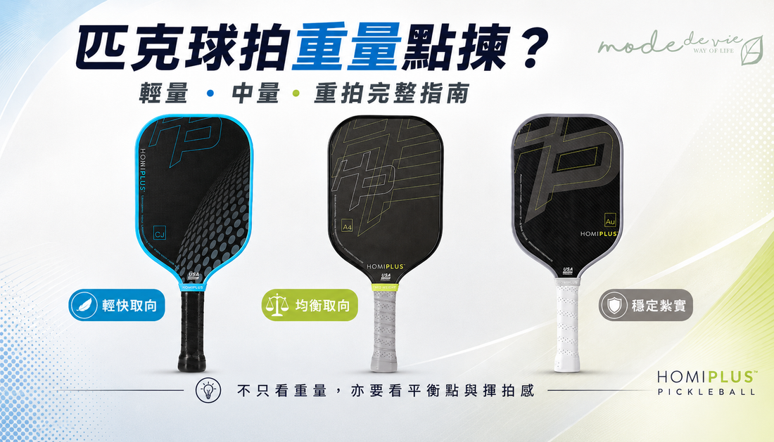 HomiPlus pickleball paddle used to explain light, midweight and heavier paddle choices