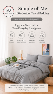 Simple ol’ Me 100s TENCEL Lyocell made-to-measure bedding for custom fitted sheets, duvet covers and pillowcases