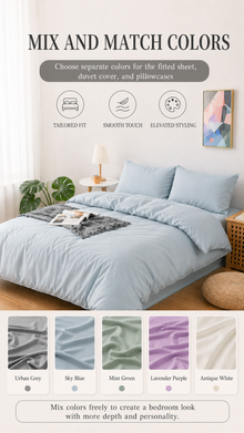 Care guide for 100s Tencel bedding with gentle washing, low heat, air drying and low-heat ironing