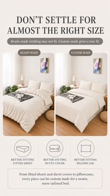 International custom bedding instant quote tool for entering dimensions, quantity and colour