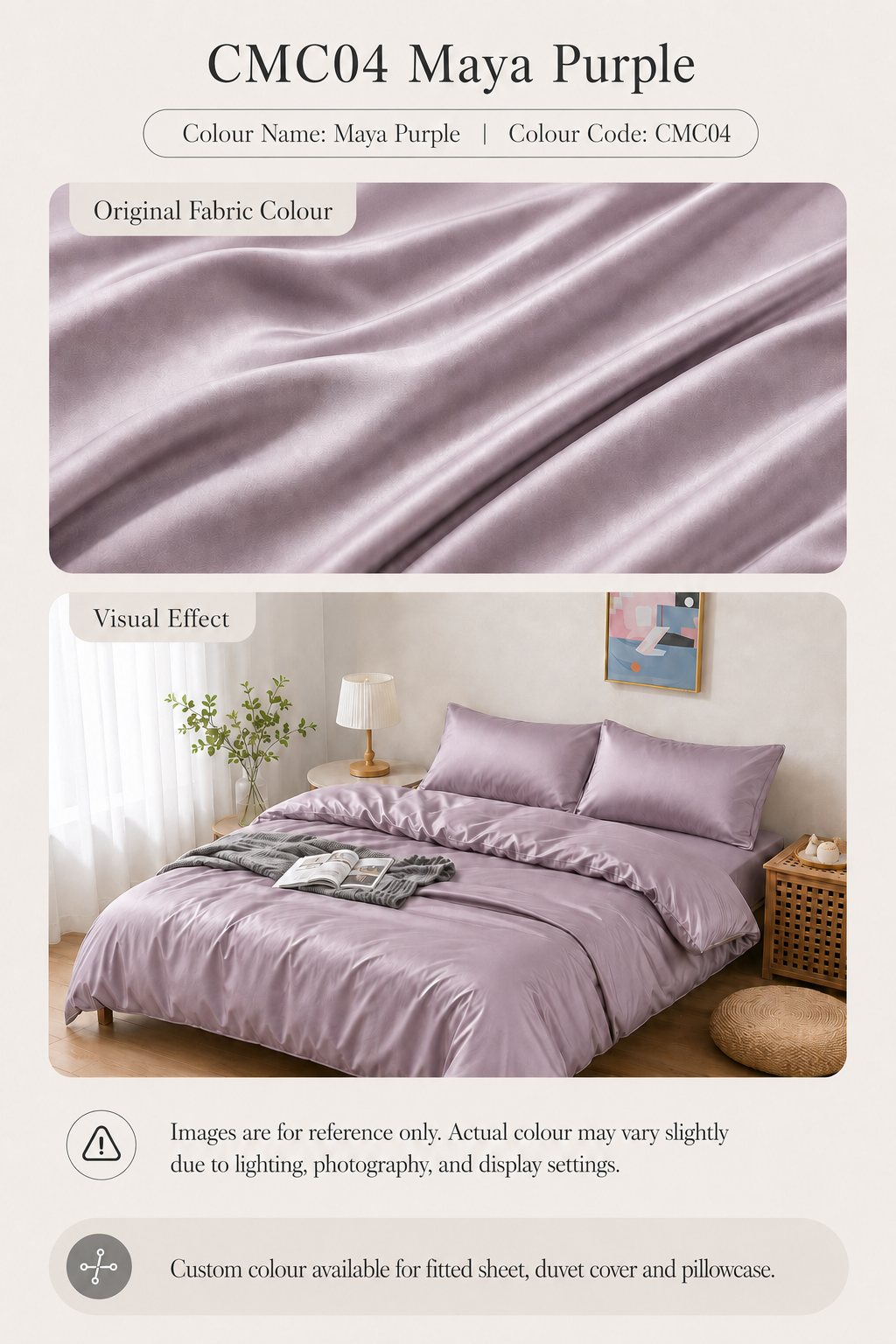 CMC04 Maya Purple 100s long-staple cotton sateen custom bedding colour