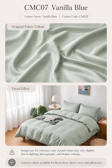CMC07 Vanilla Blue 100s long-staple cotton sateen custom bedding colour