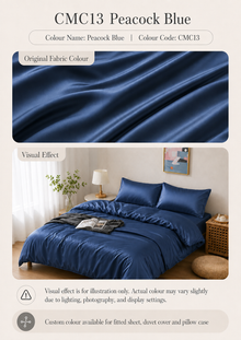 CMC13 Peacock Blue 100s long-staple cotton sateen custom bedding colour