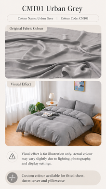 CMT01 Urban Grey 100s Tencel custom bedding colour and bedroom visual