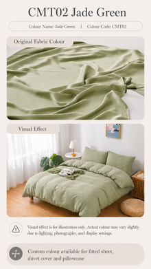 CMT02 Jade Green 100s Tencel custom bedding colour and bedroom visual