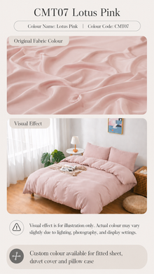 CMT07 Lotus Pink 100s Tencel custom bedding colour and bedroom visual