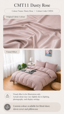 CMT11 Dusty Rose 100s Tencel custom bedding colour and bedroom visual