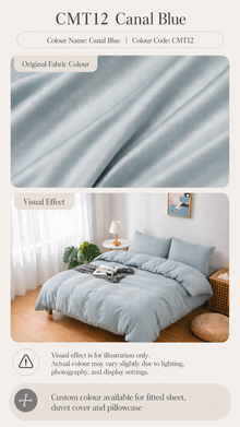 CMT12 Canal Blue 100s Tencel custom bedding colour and bedroom visual