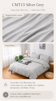 CMT13 Silver Grey 100s Tencel custom bedding colour and bedroom visual