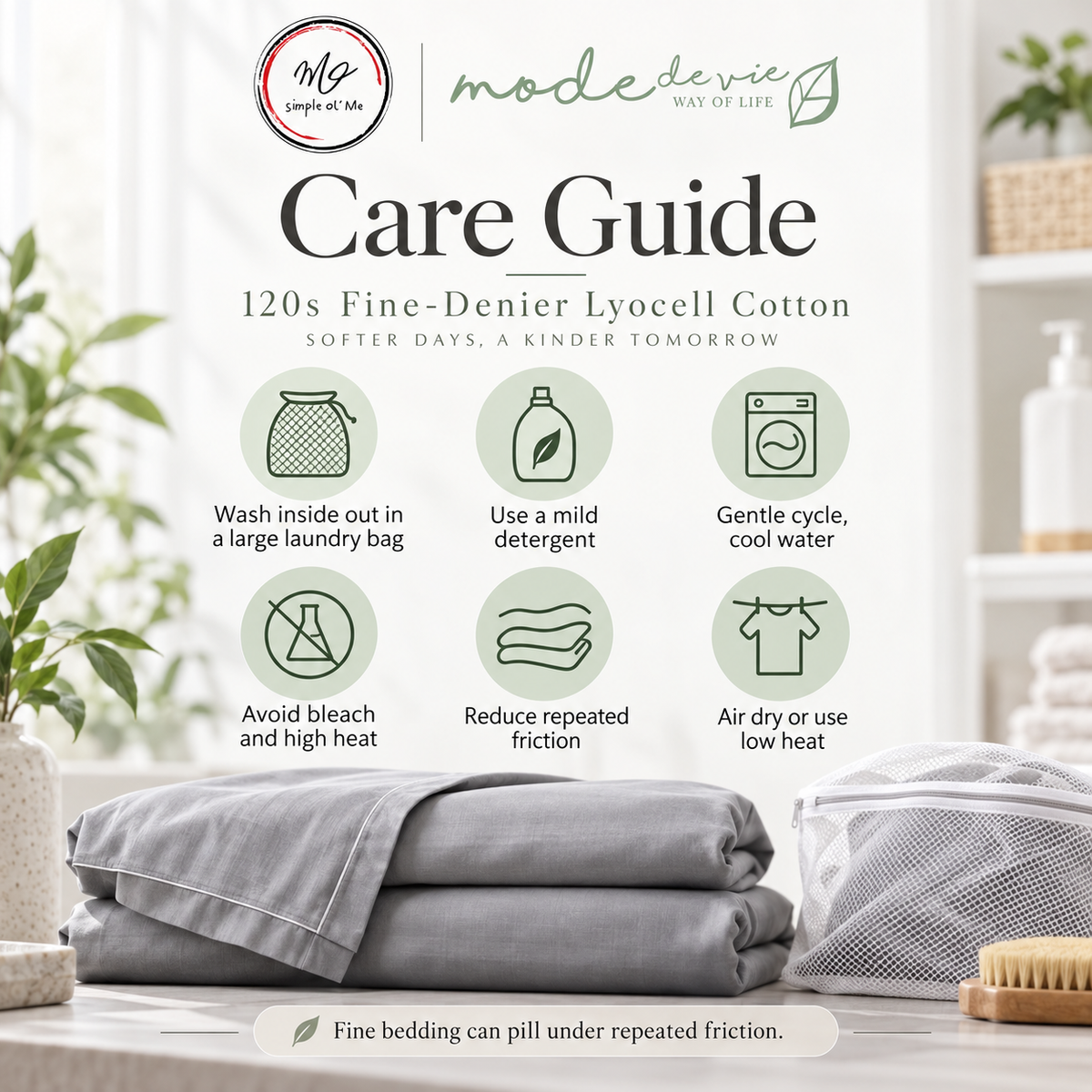 120s Fine-Denier Lyocell Cotton English care guide