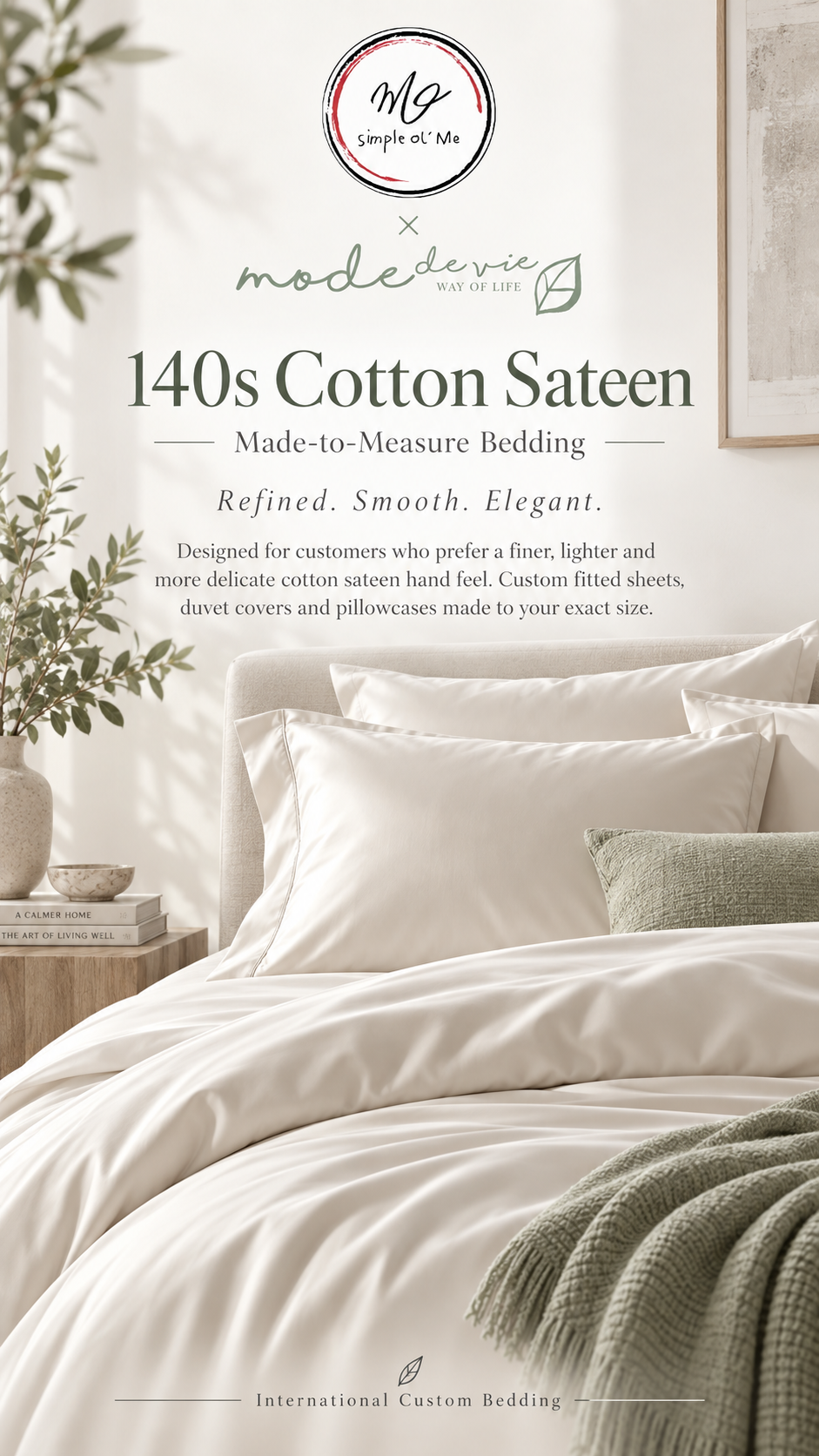 Simple ol’ Me 140s Cotton Sateen made-to-measure bedding hero image