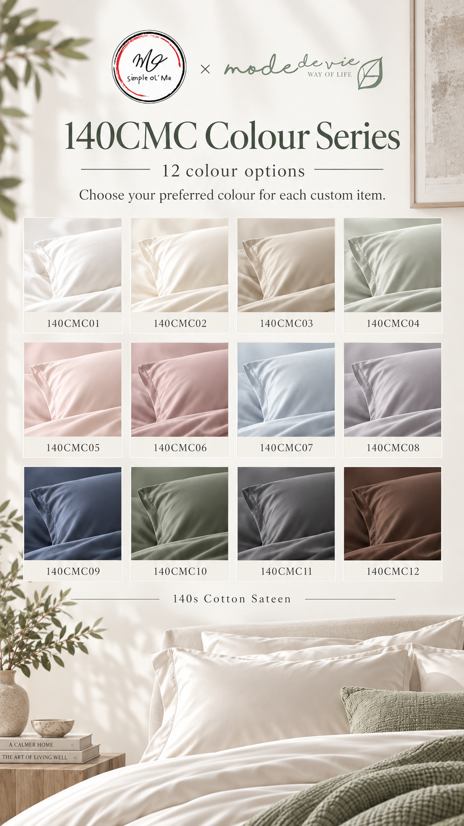 Simple ol’ Me 140s Cotton Sateen 140CMC colour series
